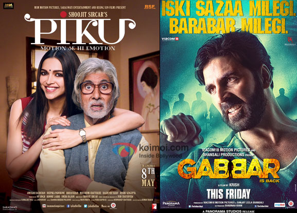 'Piku' and 'Gabbar Is Back' movie posters