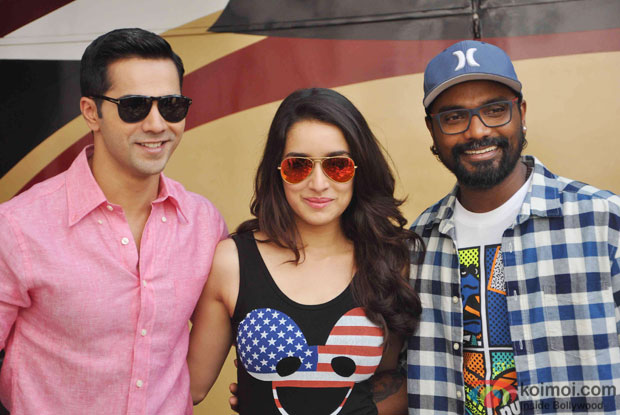 Varun Dhawan, Shraddha Kapoor and Remo D'souza during the Promotion of ABCD 2 at Mehboob studio