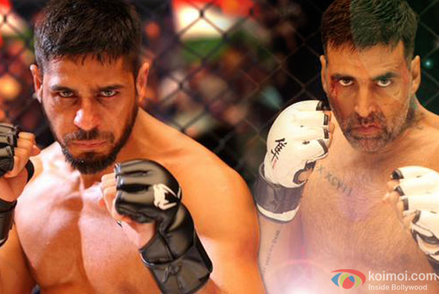 Sidharth Malhotra and Akshay in a still from movie 'Brothers'