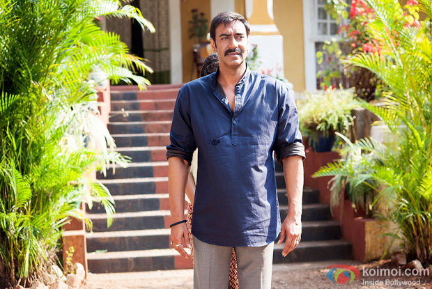 Ajay Devgn in a still from on the sets of movie 'Drishyam'