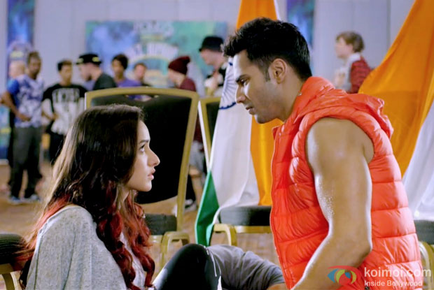 Varun Dhawan and Shraddha Kapoor in a still from movie 'ABCD 2'