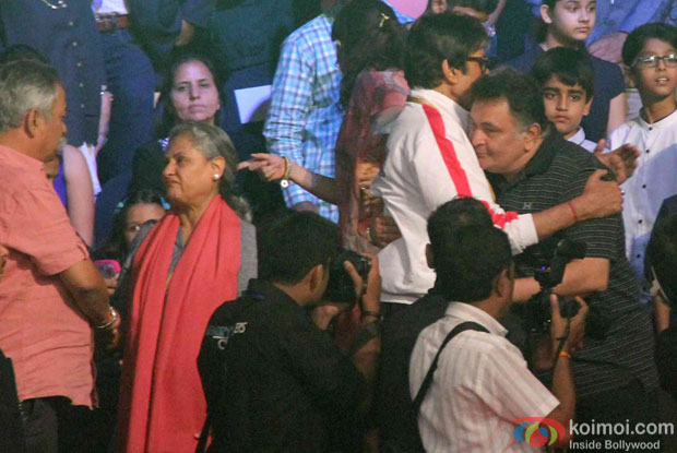 Jaya Bachchan, Amitabh Bachchan and Rishi Kapoor during the opening ceremony of the Pro Kabaddi League 2015