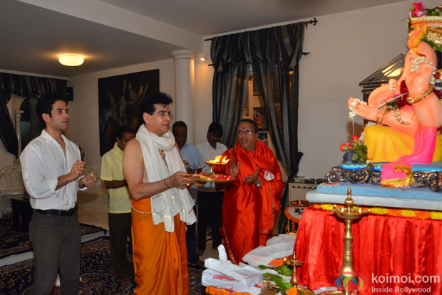 Tushar Kapoor and Jitendra during the Ganesh festival celebrations 