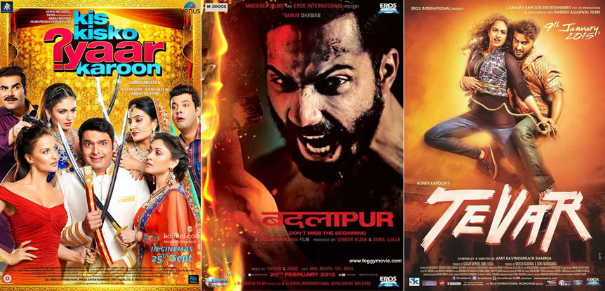 Kis Kisko Pyaar Karoon, Badlapur and Tevar movie posters