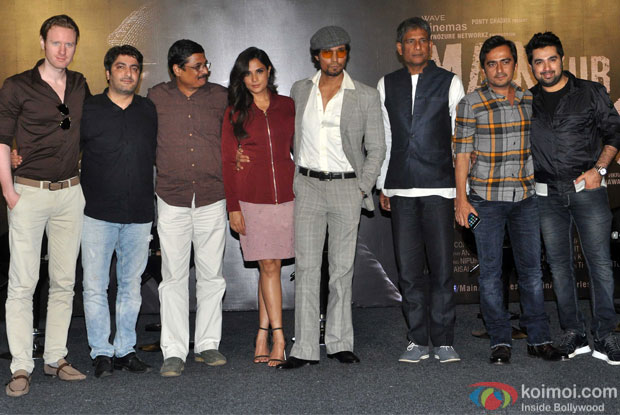 Randeep Hooda, Richa chadda ad Adil Hussain during the trailer launch