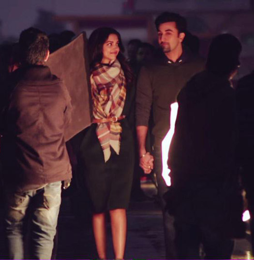 Deepika Padukone and Ranbir Kapoor during the shooting of movie Tamasha