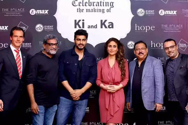 R. Balki, Arjun Kapoor and Kareena Kapoor Khan during the Celebration of Ki and Ka in Dubai