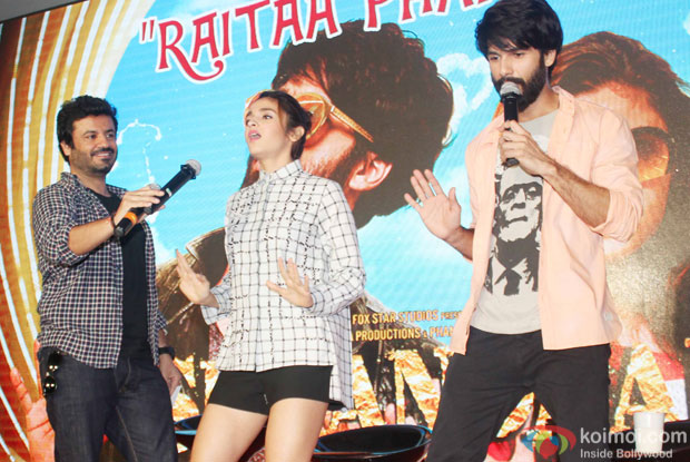 Shahid kapoor, Vikas Bahl and Alia Bhatt during the song launch of movie Shaandaar
