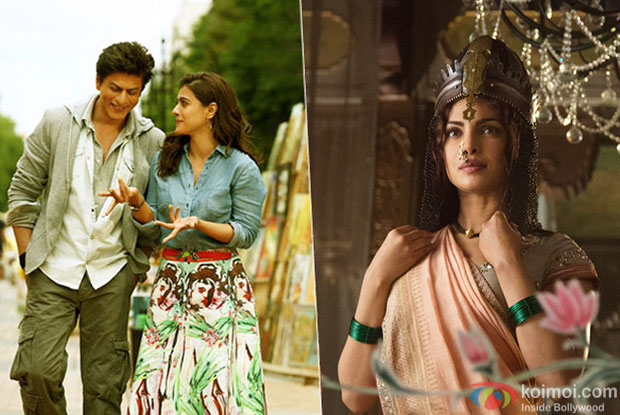Shah Rukh Khan and Kajol in a 'Dilwale' and Priyanka Chopra in a 'Bajirao Mastani'