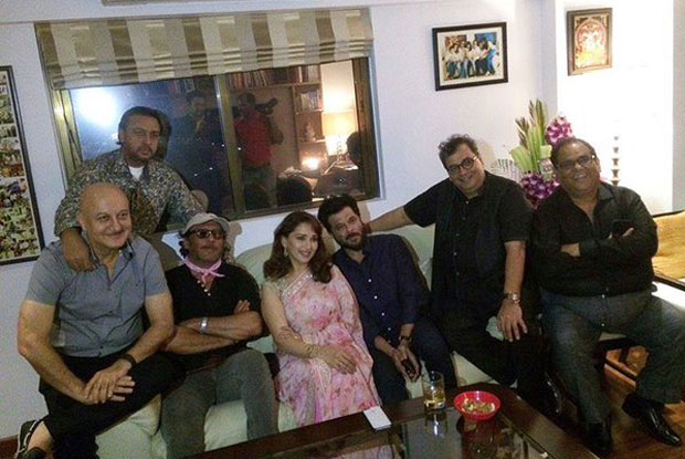 Gulshan Grover, Satish Kaushik, Anil Kapoor, Madhuri Dixit, Jackie Shroff and Anupam Kher At Subhash Ghai's House