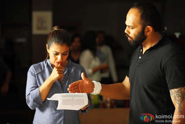 Kajol and Rohit Shetty on the sets of 'Dilwale'