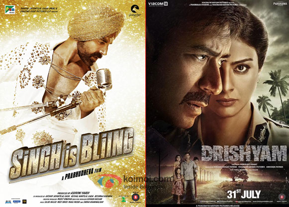 Singh Is Bliing and Drishyam movie posters