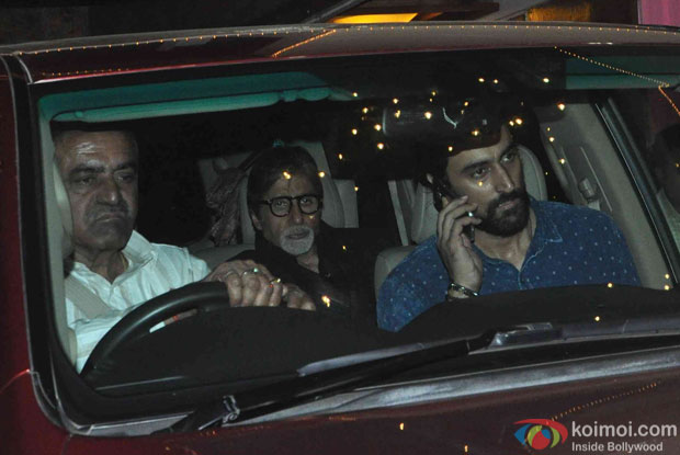 Amitabh Bachchan and Kunal Kapoor during Aaradhya Bachchan's birthday celebrations