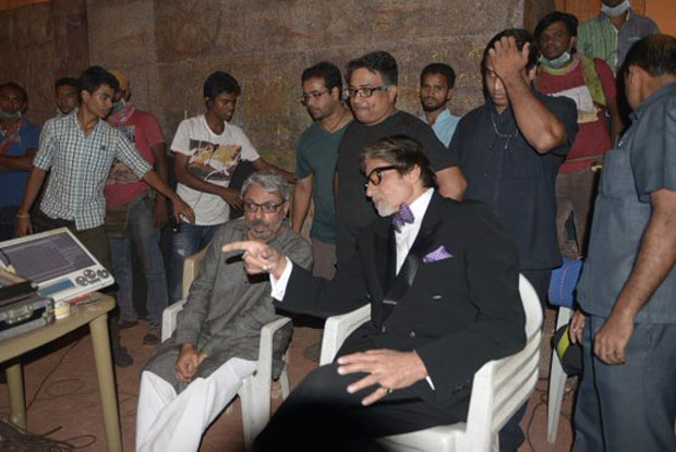 Sanjay Leela Bansali and Amitabh Bachchan on the sets of Bajirao Mastani