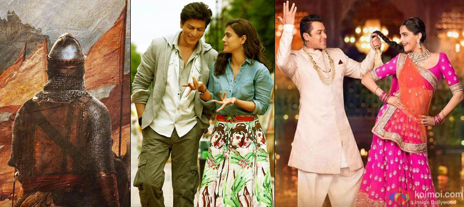 A still from 'Bajirao Mastani', 'Dilwale' and 'Prem Ratan Dhan Payo'
