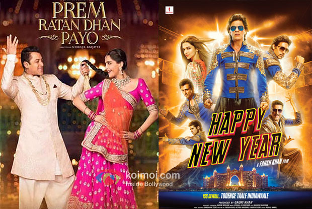 Prem Ratan Dhan Payo and Happy New Year movie posters