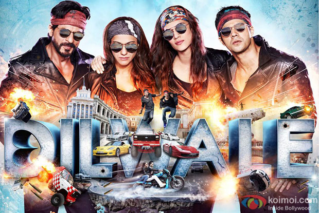 Shah Rukh Khan, Kriti Sanon, Kajol and Varun Dhawan in still from 'Dilwale' movie poster
