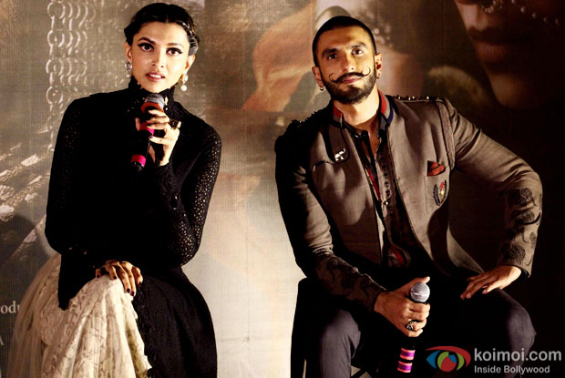 Deepika Padukone and Ranveer Singhduring the trailer launch of 'Bajirao Mastani'