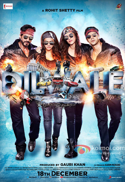  Shah Rukh Khan, Kriti Sanon, Kajol and Varun Dhawan in still from 'Dilwale' movie poster
