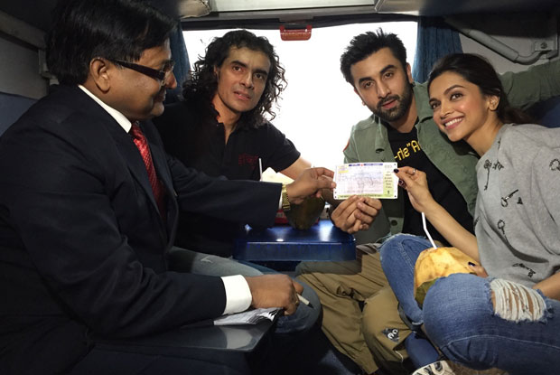 Ranbir Kapoor, Deepika Padukone and Imtiaz Ali during the promotion of movie Tamasha