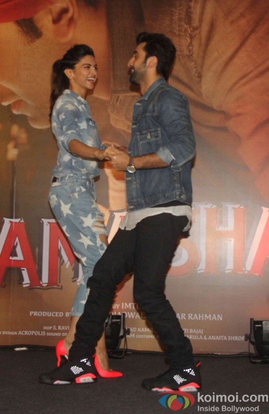 Ranbir Kapoor and Deepika Padukone during the promotion of movie Tamasha