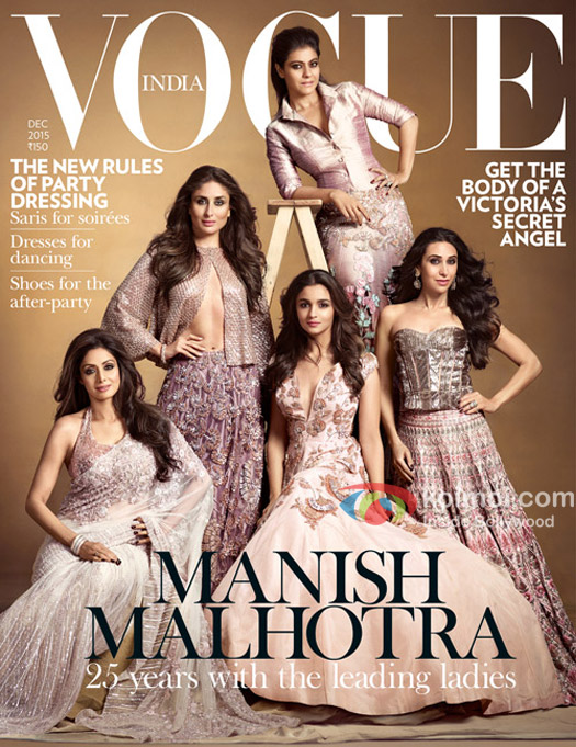 Kajol, kareena Kapoor Khan, Sridevi, Alia Bhatt And Karisma Kapoor On The Cover Of Vogue India