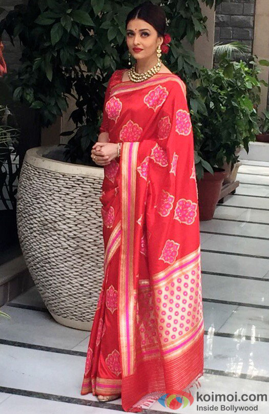 Aishwarya Rai Bachchan looks ravishing in red sari for Hollande lunch