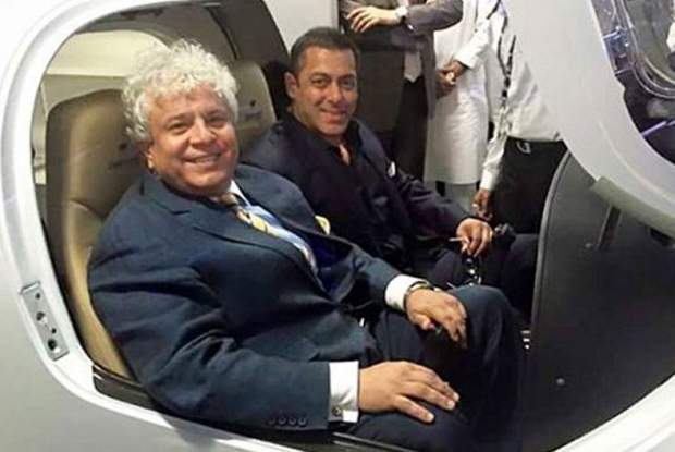 Salman Khan and Suhel Seth during a visit in Gondia