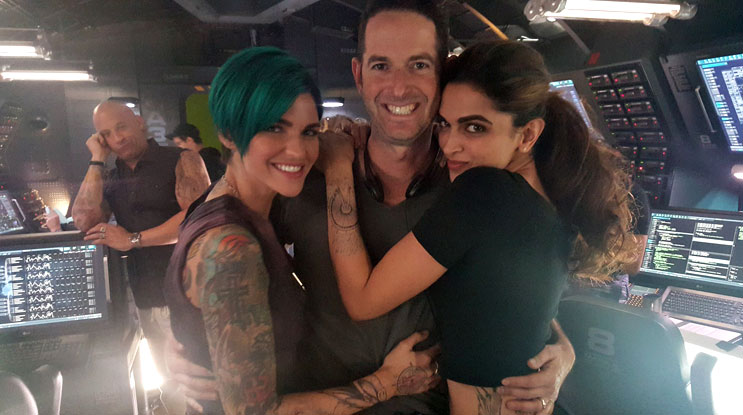 "Vin Diesel photobombing (discreetly) producer Jeff Kirschenbaum's moment with Ruby Rose and Deepika Padukone?"
