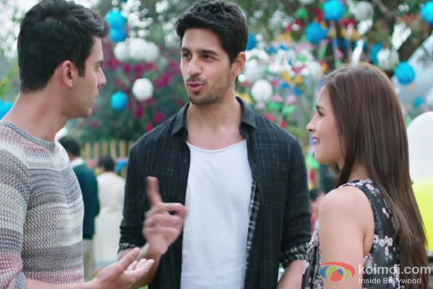 Fawad Khan, Sidharth Malhotra and Alia Bhatt in a still from movie 'Kapoor And Sons'
