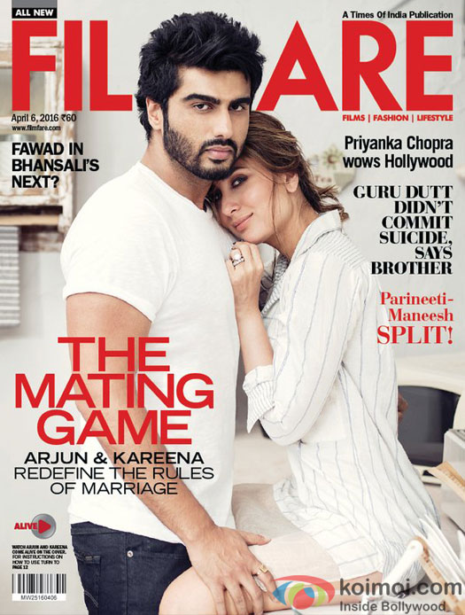 Kareena and Arjun on the cover page Filmfare
