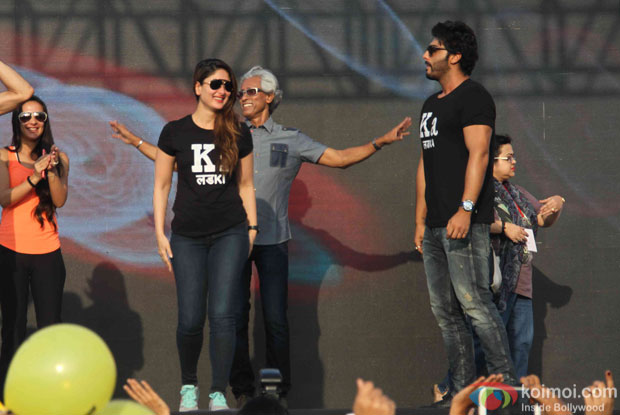 Tara Sharma, Kareena Kapoor and Arjun Kapoor during the DNA marathon