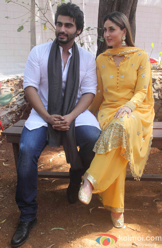Arjun Kapoor and Kareena Kapoor during the promotion of film Ki and Ka