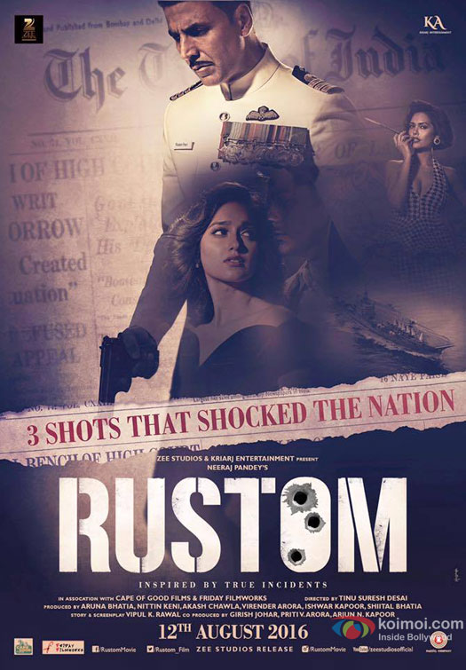 Akshay Kumar, Esha Gupta and Ileana DCruz starrer 'Rustom' Movie Poster 2