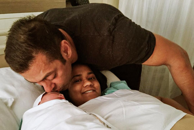Salman Khan kissing Arpita's new born baby's forehead