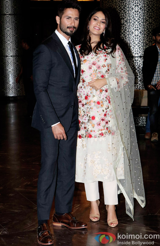 Shahid Kapoor with his wife Mira Rajput at Preity Zinta's wedding reception