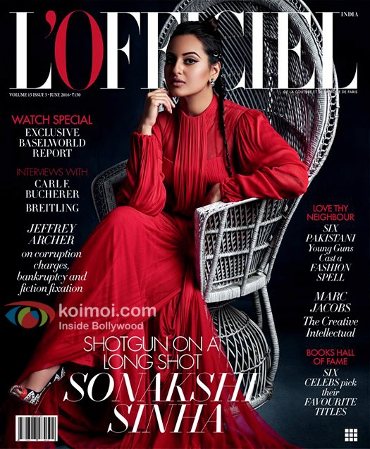 Sonakshi Sinha's Red Glamour On L'Officiel India Magazine Cover