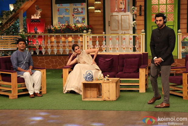 Ranbir Kapoor, Aishwarya Rai Bachchan and Anushka Sharma on the sets of The Kapil Sharma Show