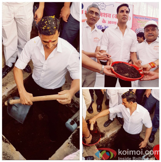 Akshay Kumar digs toilet in MP district