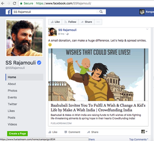 Rajamouli promoted on his FB page