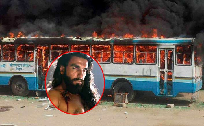 Padmaavat protests: Mob torches bus in Gurugram, damages schoolbus