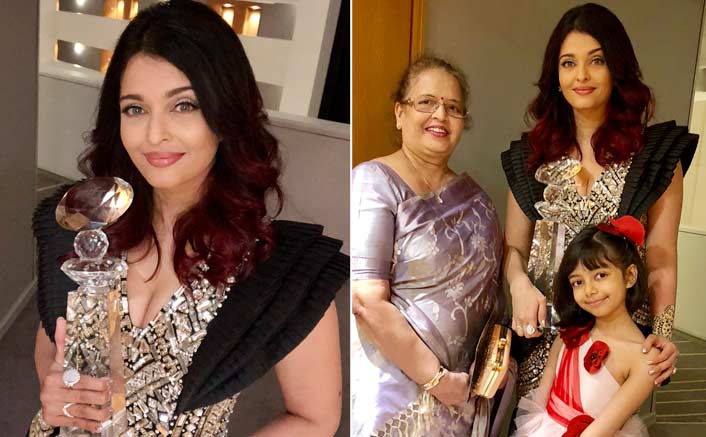Aishwarya receives Meryl Streep Award with daughter, mother in tow