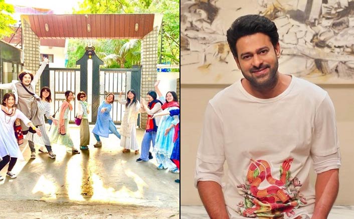 Prabhas' Japanese fans pose outside his house in Hyderabad