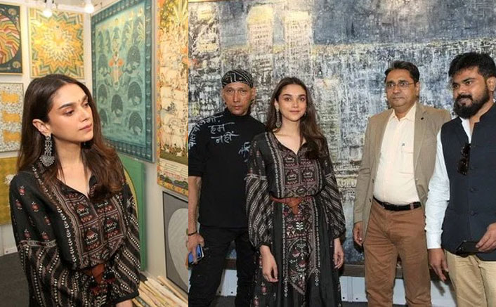 Aditi Rao Hydari admires paintings at India Art Festival