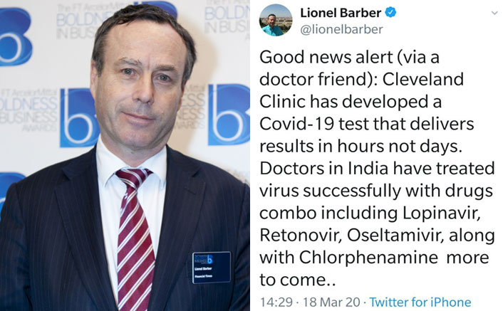 WHOA! Coronavirus Disease Solution Found? Veteran Journalist Lionel Barber Shares The GOOD News