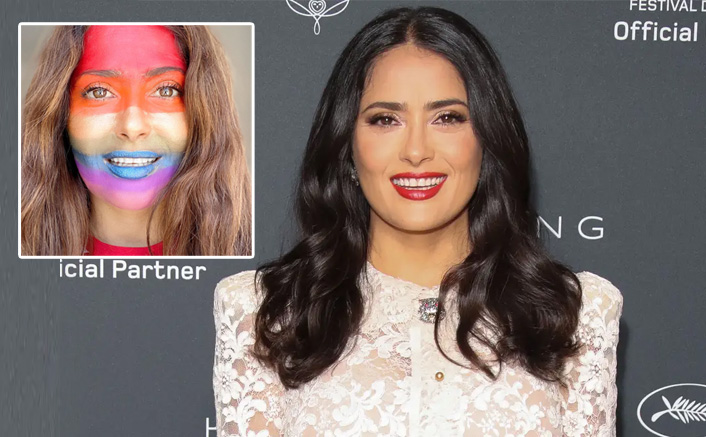 Salma Hayek Paints A Rainbow On Her Face As A Symbol Of Unity, Hope & Her Support To The COVID-19 Warriors