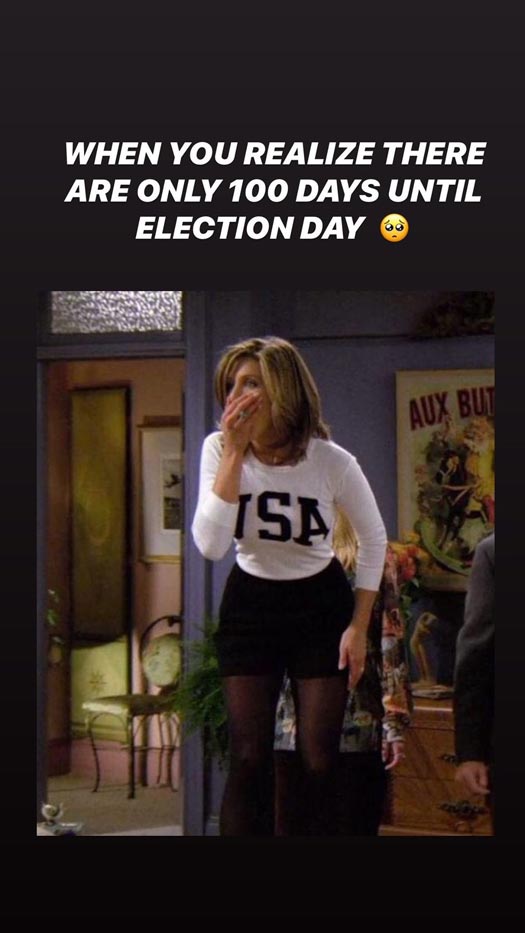Jennifer Aniston also created awareness around the election day by sharing a throwback picture of her as Rachel Green from Friends.