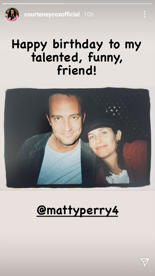 FRIENDS: 'Monica' Courteney Cox Shares A Beautiful Throwback Selfie With 'Chandler' Matthew Perry ' On His Birthday