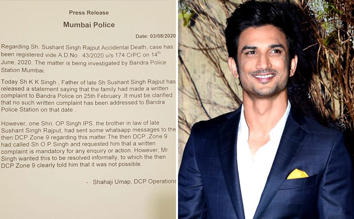 Mumbai Police says no written complaint was filed by Sushant's family in Feb