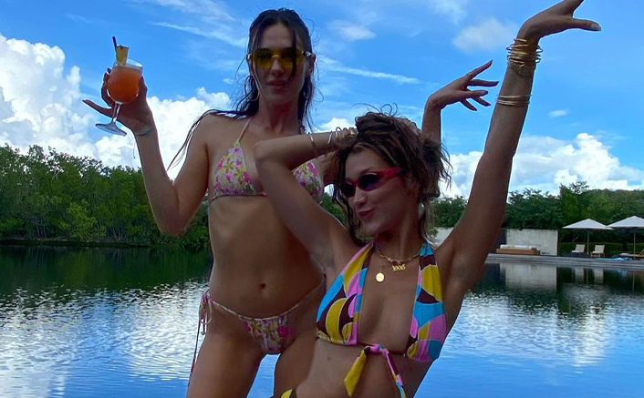 Bella Hadid Celebrates Her 24th In A Multi-Coloured Bikini With Friends - Pics Inside